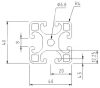 Item comp. aluminum Profile  40 x 40 mm Light, 8 mm groove-Custom Size Cut